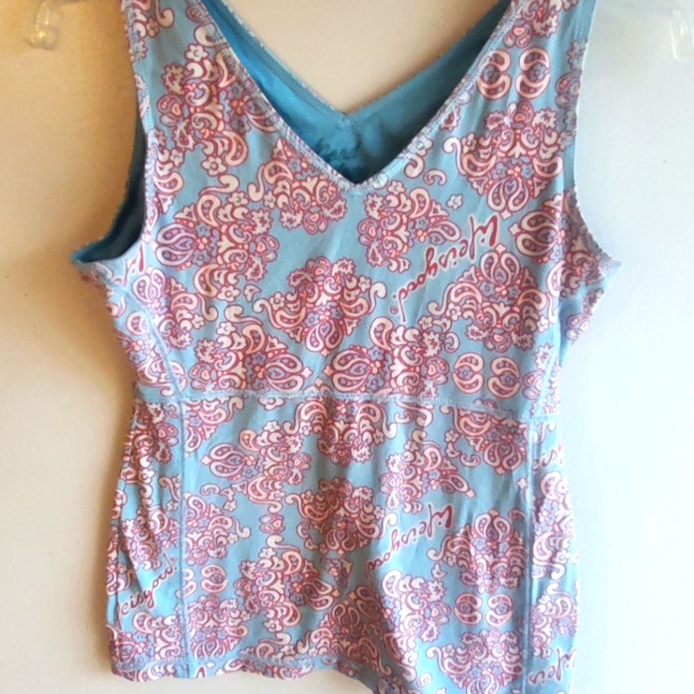 Life Is Good Blue and Pink Paisley Tank Top